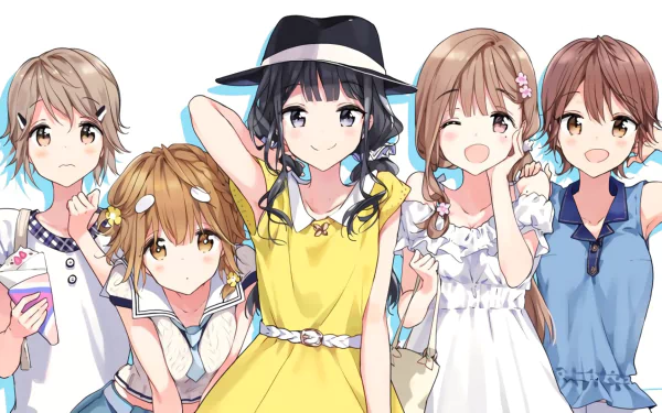 HD desktop wallpaper featuring Aki Adagaki and Yoshino Koiwai from the anime Masamune-kun's Revenge. They are depicted in vibrant summer outfits, exuding joyful and playful expressions.