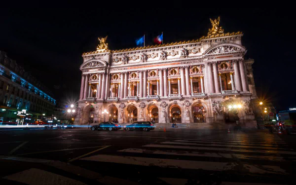 Opera building night France Paris man made Palais Garnier HD Desktop Wallpaper | Background Image