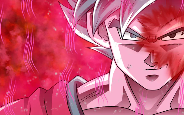4K Ultra HD anime wallpaper featuring Goku from Dragon Ball Super in his intense Kaioken form, surrounded by a vivid red aura.