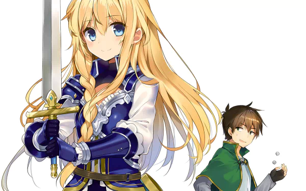 HD PC desktop wallpaper featuring Iris and Kazuma Satou from the anime KonoSuba - God’s blessing on this wonderful world!!