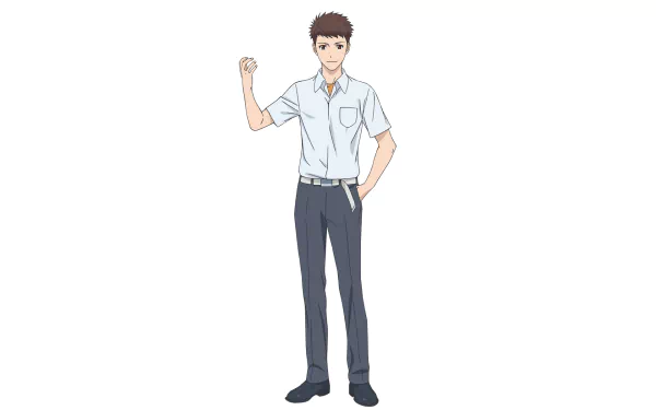 HD PC desktop wallpaper of Tomoki Nakano from the anime Sakurada Reset, featuring him standing confidently in a school uniform against a white background.