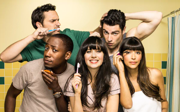 Winston Bishop Lamorne Morris Cece Parekh Hannah Simone Schmidt (New Girl) Max Greenfield Nick Miller Jake Johnson Jessica Day Zooey Deschanel TV Show New Girl HD Desktop Wallpaper | Background Image