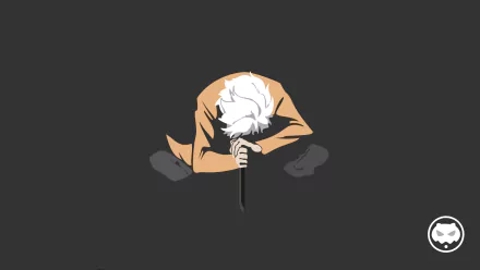 HD PC desktop wallpaper featuring Bell Cranel with white hair from the anime Is It Wrong to Try to Pick Up Girls in a Dungeon?, shown kneeling and gripping a sword.