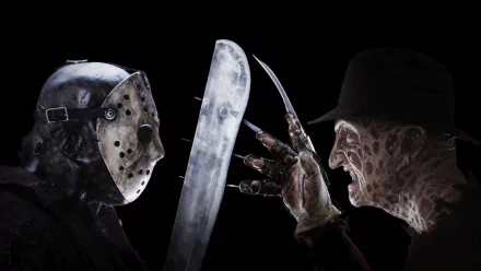 HD PC desktop wallpaper featuring iconic characters Freddy Krueger and Jason Voorhees facing off from the movie Freddy vs. Jason.