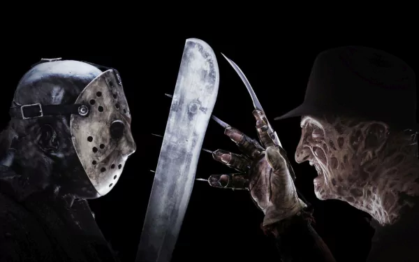 HD PC desktop wallpaper featuring iconic characters Freddy Krueger and Jason Voorhees facing off from the movie Freddy vs. Jason.