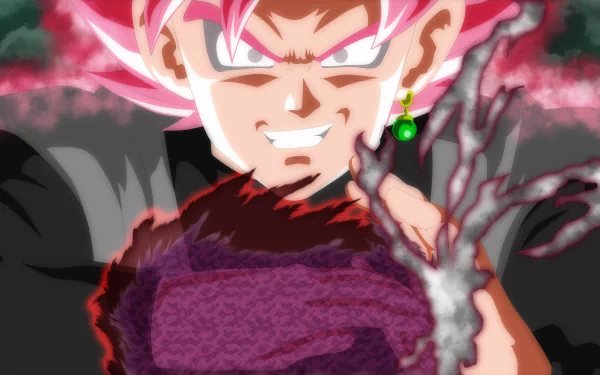 HD desktop wallpaper featuring Super Saiyan Rosé Black Goku from Dragon Ball Super, showcasing his intense power and signature energy in vibrant anime artwork.