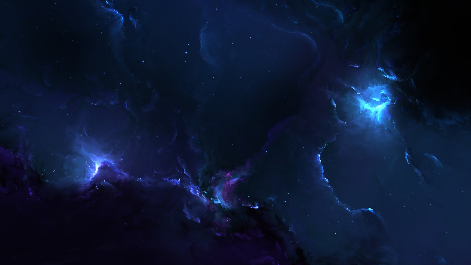 Blue Nebula Sci-Fi: 4K Ultra HD Wallpaper, image size:1920x1080