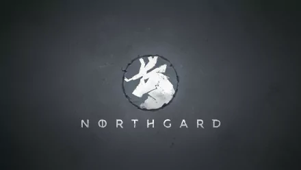 HD desktop wallpaper featuring the Northgard logo with a stylized rune on a textured grey background.