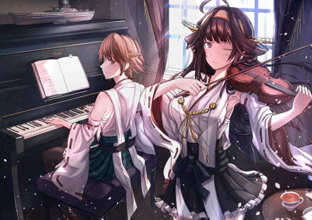 Kongou (Kancolle) Hiei (Kancolle) Anime Kantai Collection HD Desktop Wallpaper | Background Image