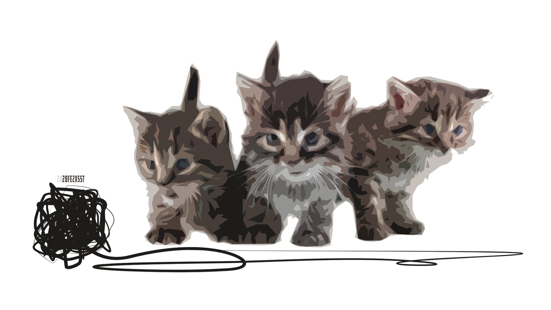 Three playful kittens, depicted in a stylized HD digital art style, create an eye-catching animal-themed PC desktop wallpaper background.