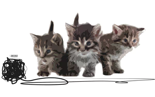 Three playful kittens, depicted in a stylized HD digital art style, create an eye-catching animal-themed PC desktop wallpaper background.