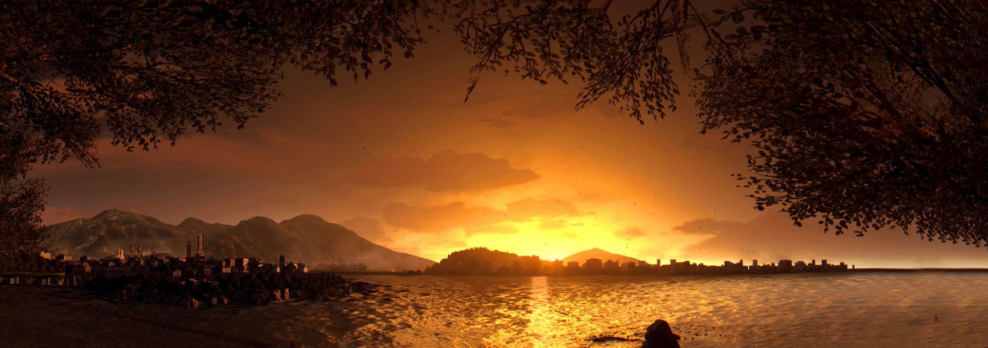 Sunset over the sea in Harran from the video game Dying Light, rendered in HD for a PC desktop wallpaper.