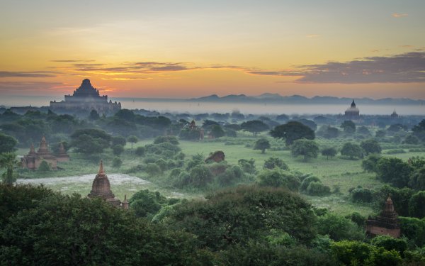 Religious Temple Temples Landscape Fog Myanmar HD Wallpaper | Background Image