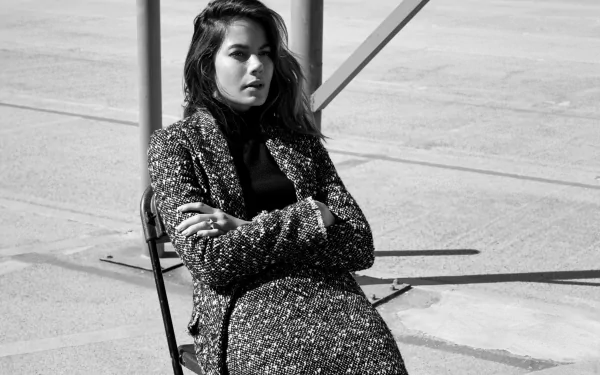 Black & White American actress Celebrity Michelle Monaghan HD Desktop Wallpaper | Background Image