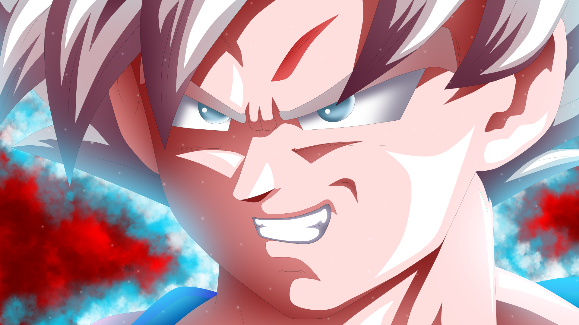 Close-up 4K Ultra HD anime wallpaper of Goku from Dragon Ball Super, showcasing intense expression and vibrant colors for PC desktop backgrounds.