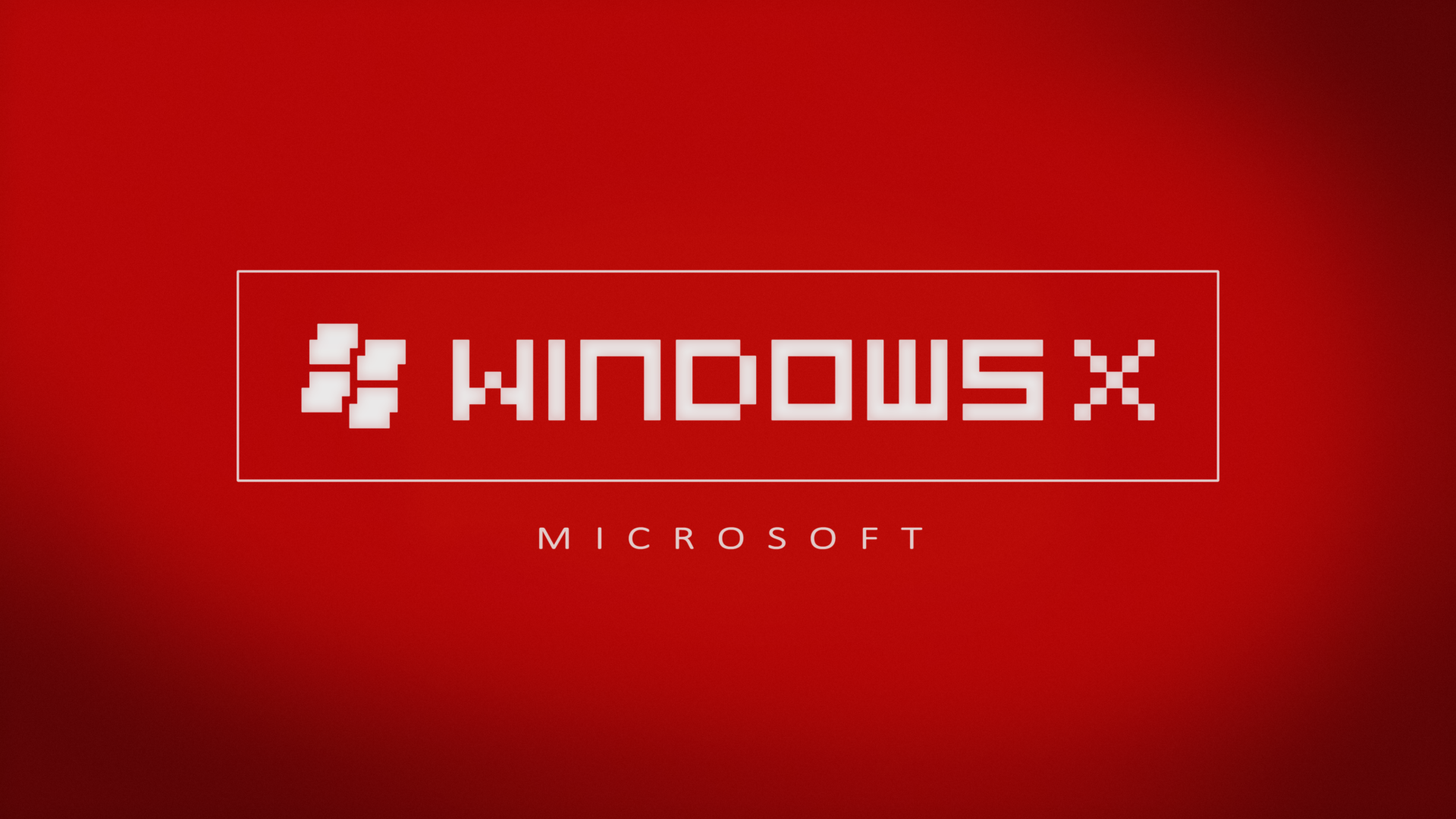 4K Ultra HD PC desktop wallpaper featuring a red background with pixelated Windows X logo and Microsoft text, blending Windows 10 and technology themes.