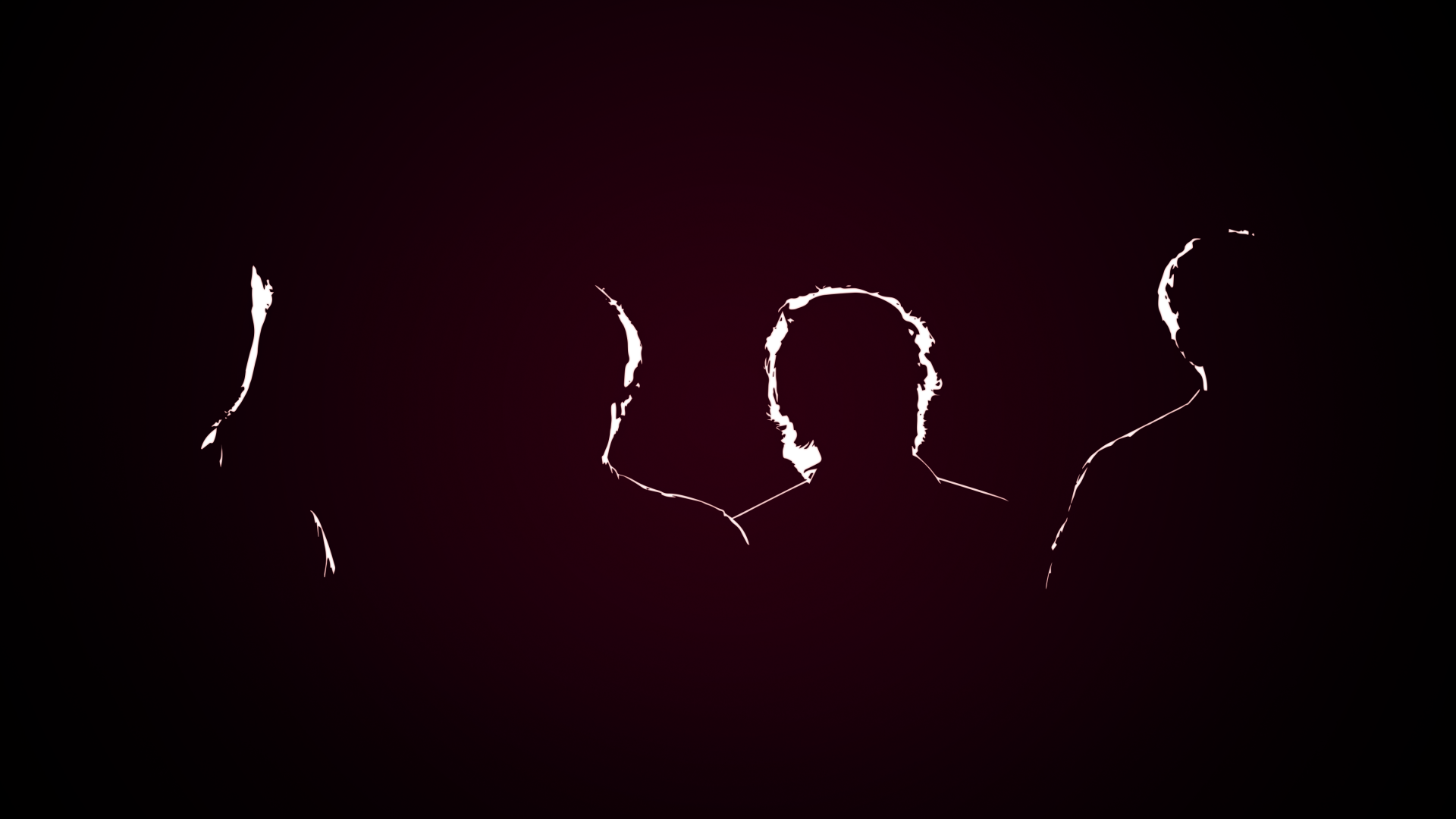 Artistic 4K Ultra HD PC desktop wallpaper: four backlit musician silhouettes against a deep red background, evoking a band and live-music atmosphere.