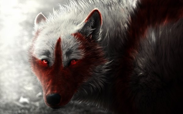 Fantasy Wolf Fantasy Animals Stare Red Eyes HD Wallpaper | Background Image