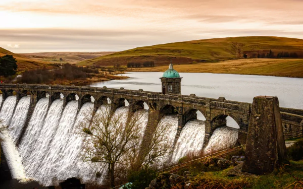 landscape lake man made dam HD Desktop Wallpaper | Background Image