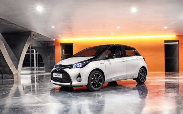car compact car white car Toyota vehicle Toyota Yaris HD Desktop Wallpaper | Background Image