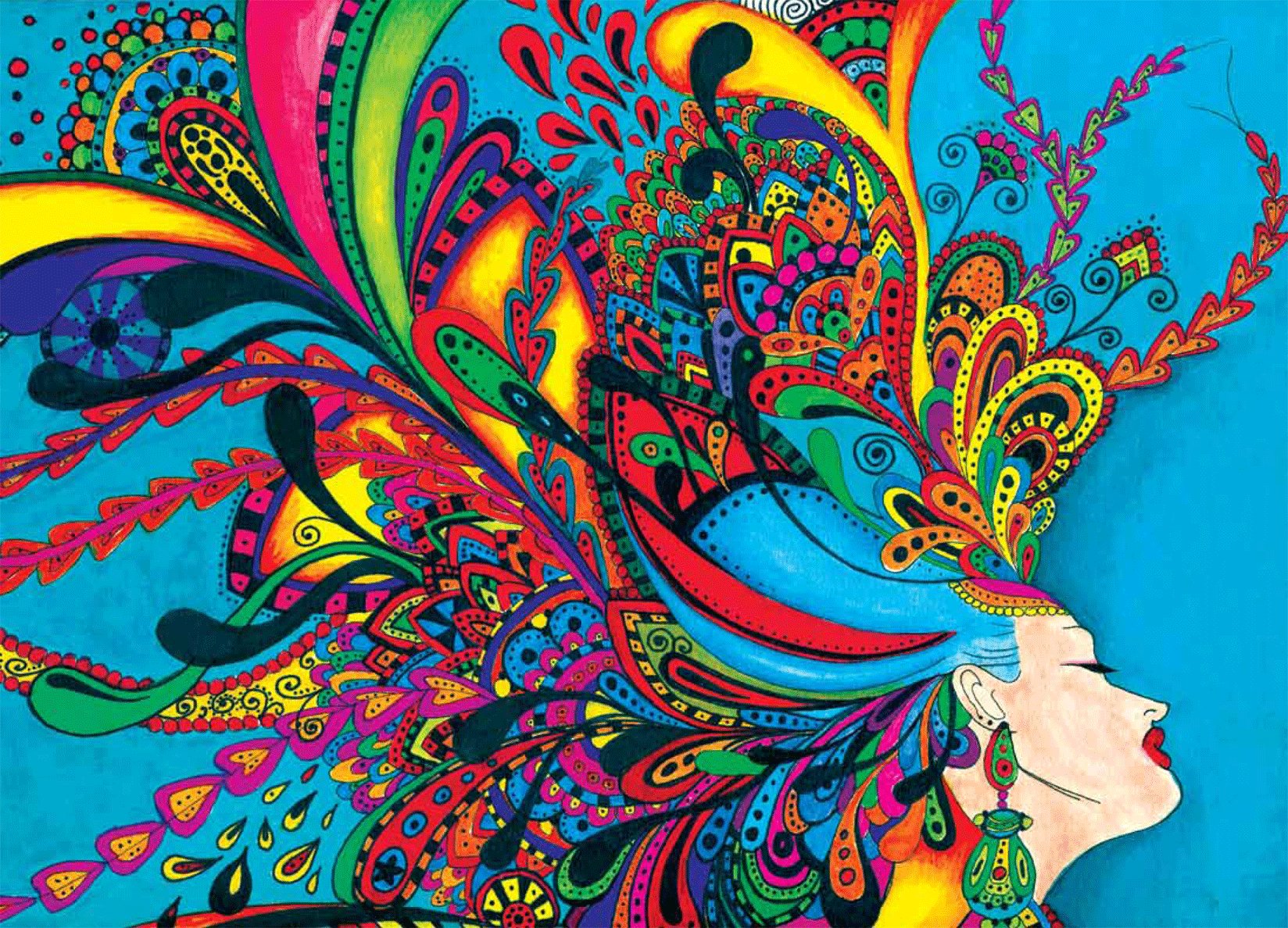 Download Colorful Colors Rainbow Hair Woman Artistic Wallpaper