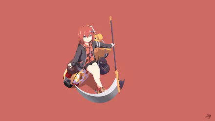 HD PC desktop wallpaper featuring Satanichia Kurumizawa McDowell from the anime Gabriel DropOut, depicted with a playful pose on a red background.