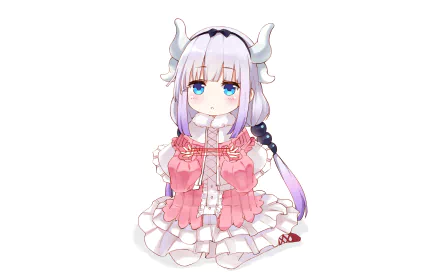 HD desktop wallpaper featuring Kanna Kamui from the anime Miss Kobayashi's Dragon Maid, presenting a cute and detailed character illustration.