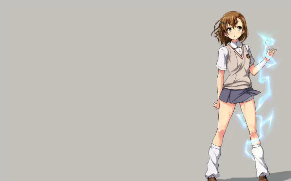 skirt school uniform short hair brown eyes brown hair Mikoto Misaka Anime A Certain Scientific Railgun HD Desktop Wallpaper | Background Image