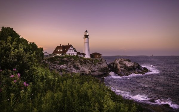 Man Made Lighthouse Building Horizon Ocean Coast HD Wallpaper | Background Image