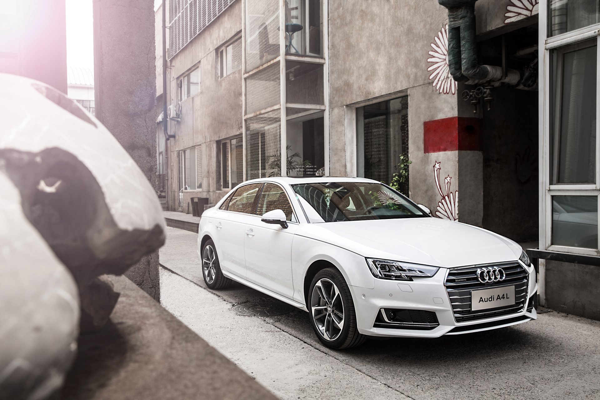 Download Car White Car Audi Vehicle Audi A4 4k Ultra HD Wallpaper