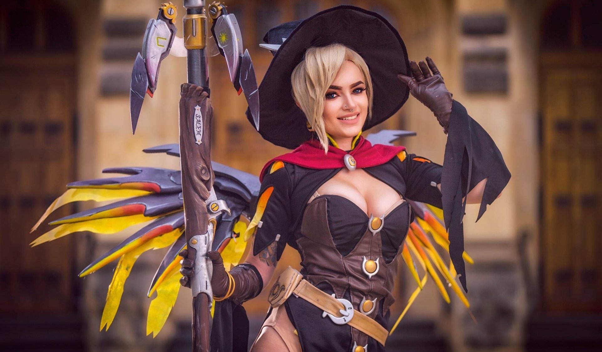 HD Witch Mercy Overwatch Cosplay Wallpaper, image size:1920x1125