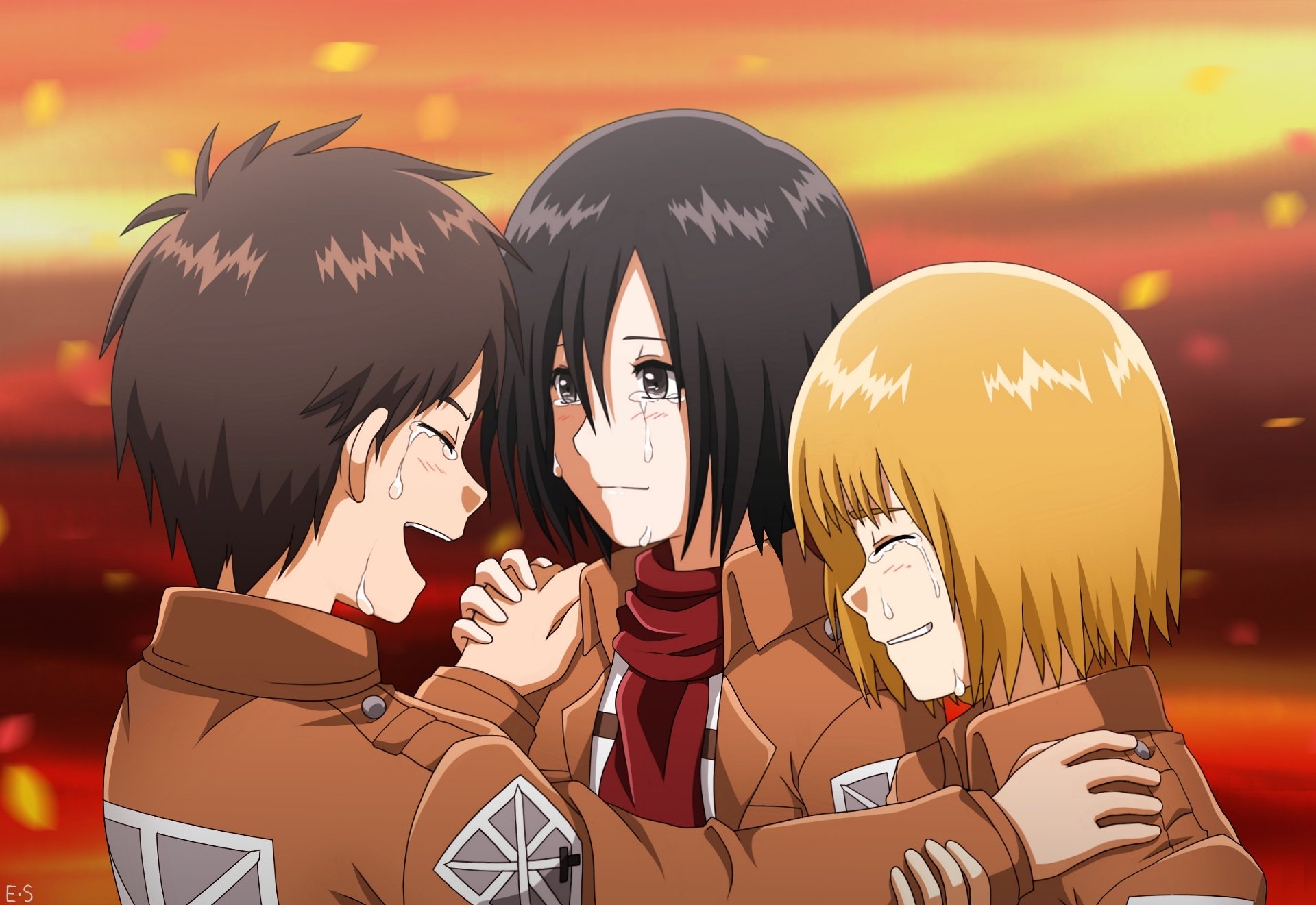 Download Armin Arlert Mikasa Ackerman Eren Yeager Attack On Titan Anime 