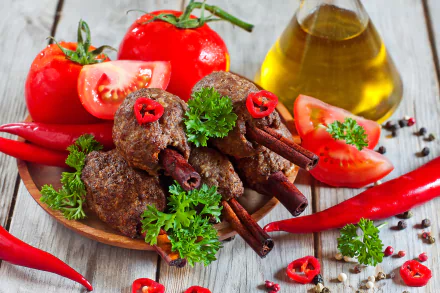 tomato pepper food meat HD Desktop Wallpaper | Background Image