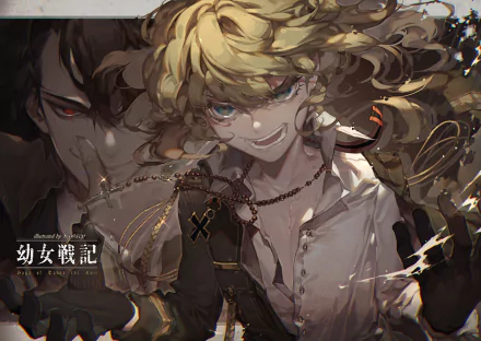 HD desktop wallpaper featuring Tanya Degurechaff from the anime Youjo Senki, depicting a fierce and dynamic scene with intricate details and expressive characters.