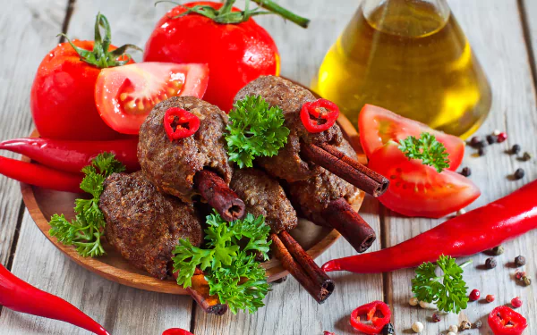 tomato pepper food meat HD Desktop Wallpaper | Background Image