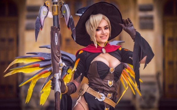 Women Cosplay Overwatch Witch Mercy HD Wallpaper | Background Image