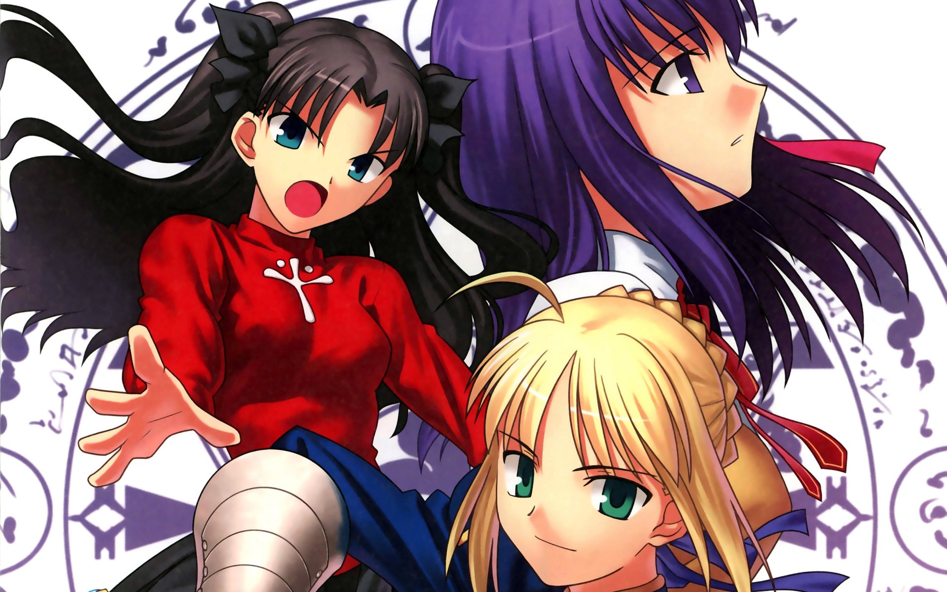 Fate/Stay Night: Iconic Trio Sakura, Rin & Saber HD Wallpaper