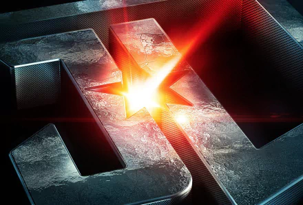 HD PC desktop wallpaper featuring the Justice League movie logo with a glowing starburst effect at the center.