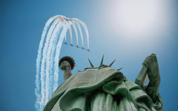 smoke air show sky statue man made Statue of Liberty HD Desktop Wallpaper | Background Image