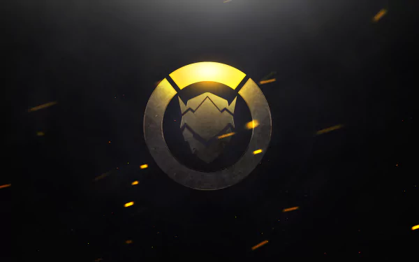 HD desktop wallpaper featuring Genji Shimada, a character from the video game Overwatch. The image showcases a dark background with a prominent emblem and yellow light accents.