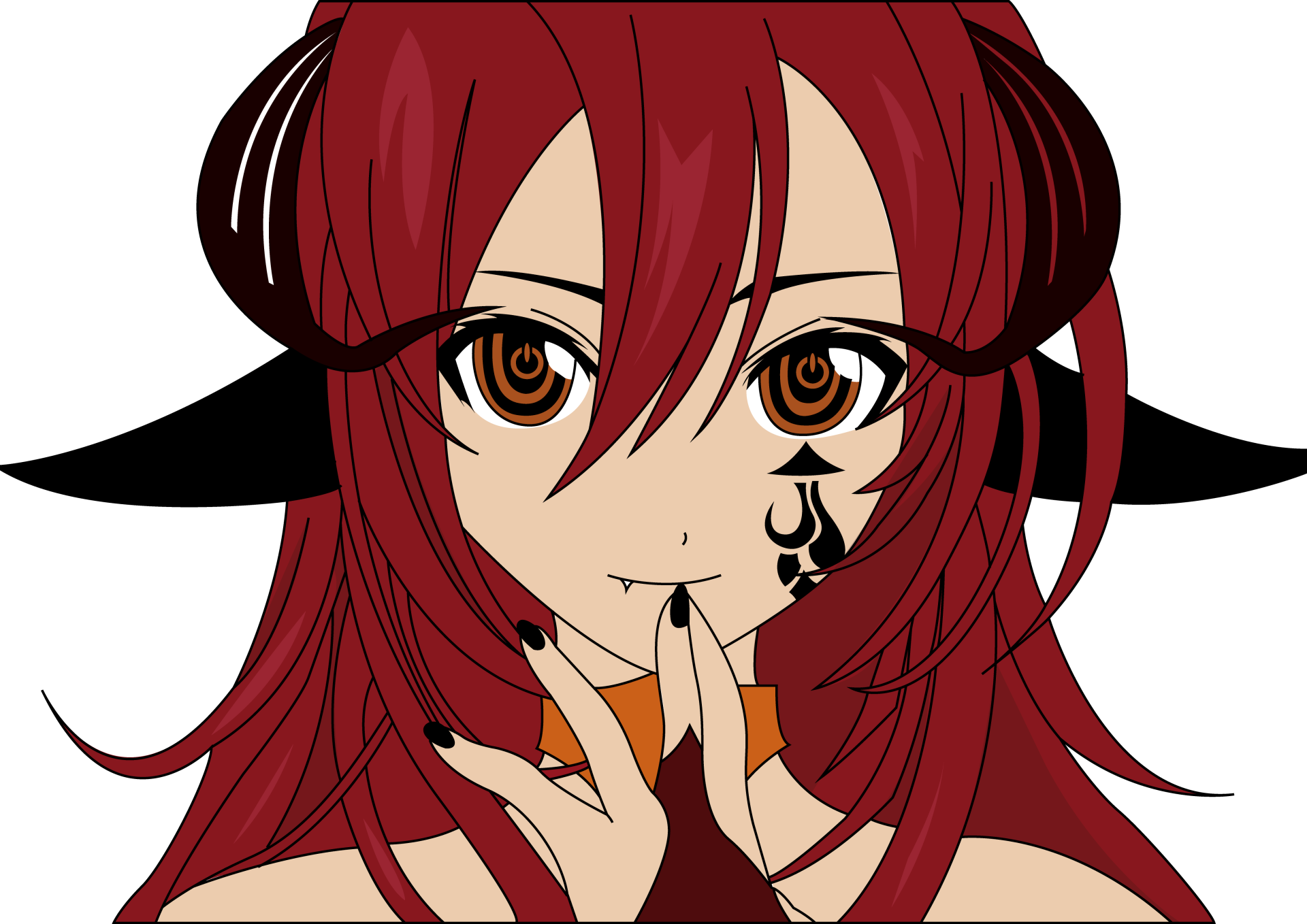 4K Ultra HD Anime wallpaper featuring a close-up of a character with red hair, orange eyes, and a black tattoo on her face from No Game No Life.