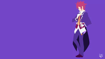 HD PC desktop wallpaper of Sora (No Game No Life) in anime style, standing on the right against a solid purple background.