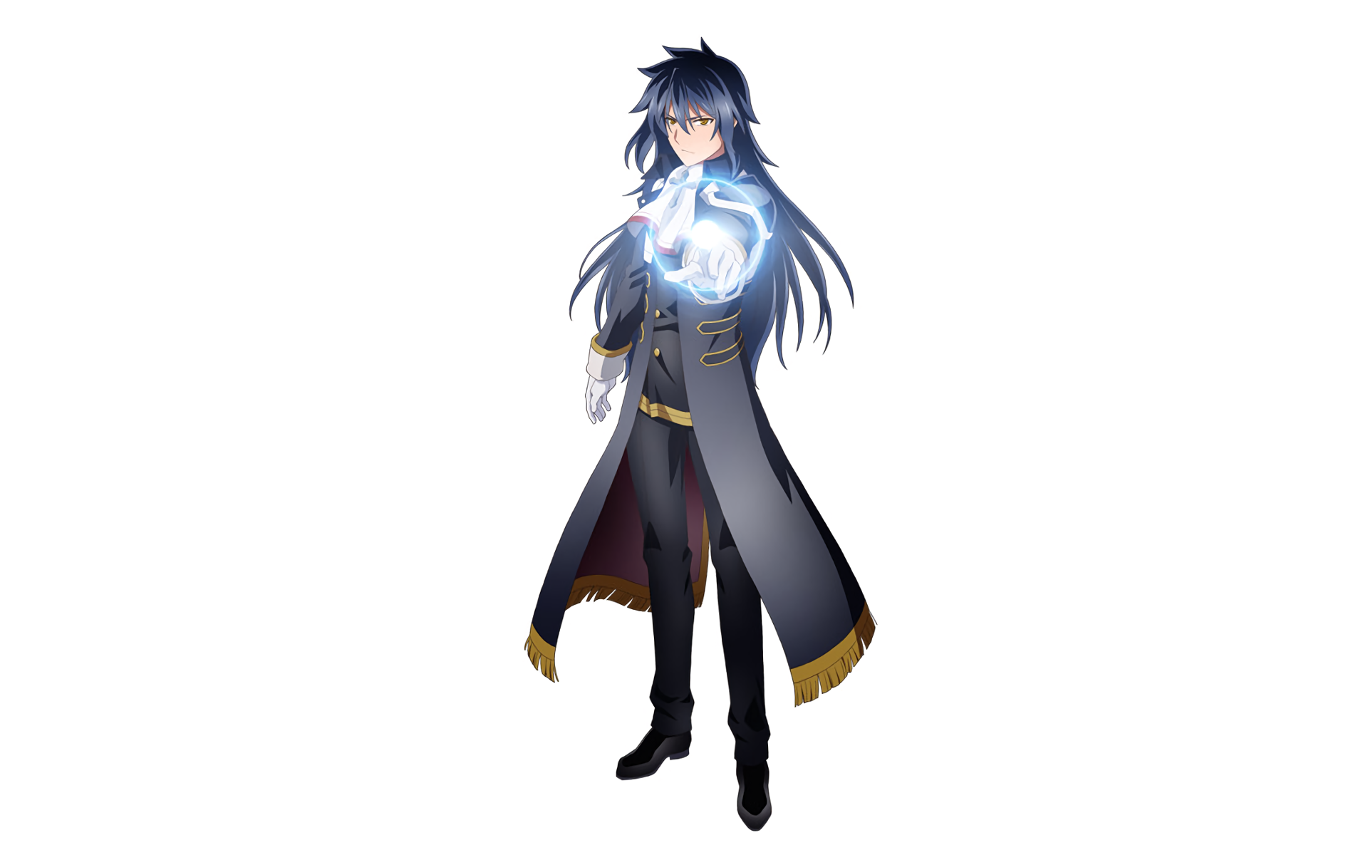 HD PC desktop wallpaper featuring Albert Frazer from the anime Rokudenashi Majutsu Koushi to Akashic Records, depicted casting a glowing magical spell.