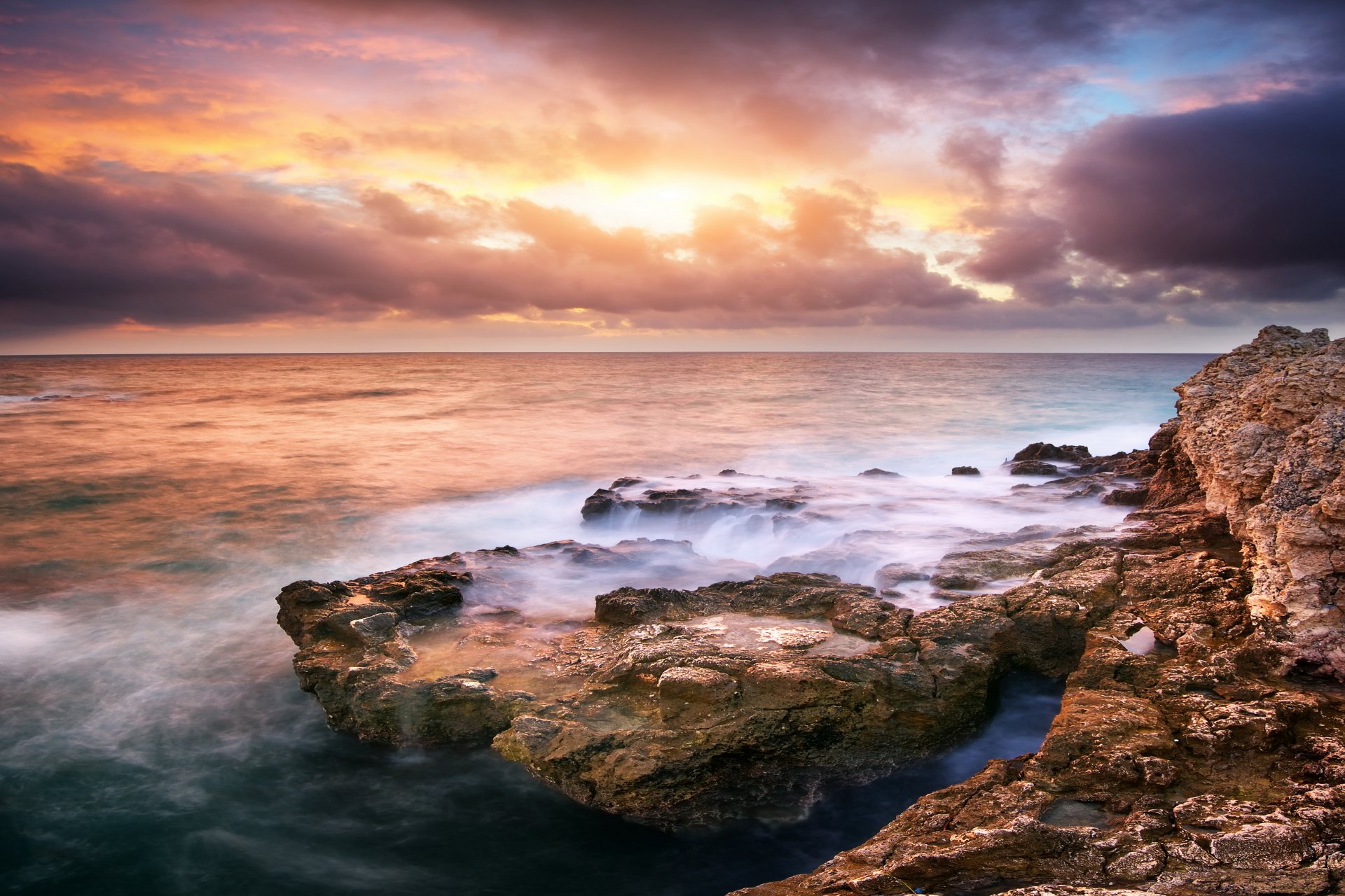 Download Sunset Cloud Horizon Nature Ocean 4k Ultra HD Wallpaper ...