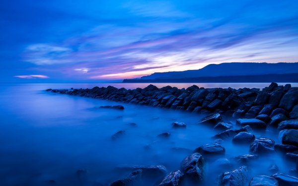 Earth Ocean Night Blue Nature Horizon Coastline HD Wallpaper | Background Image