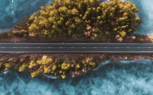 Man Made Road Island Aerial Frozen HD Wallpaper | Background Image