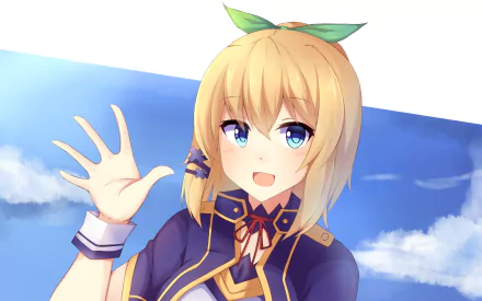 HD anime desktop wallpaper featuring Rumia Tingel from Rokudenashi Majutsu Koushi to Akashic Records with a bright sky background.