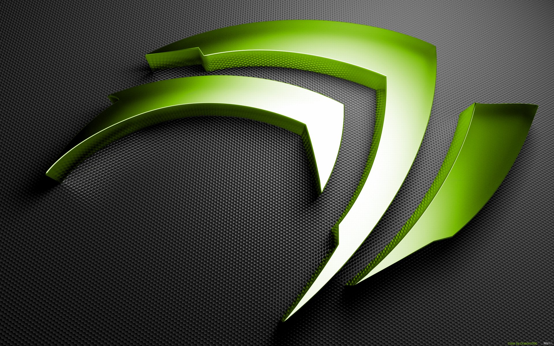 HD desktop wallpaper featuring the vibrant green and white Nvidia logo on a textured dark background, highlighting cutting-edge technology branding.