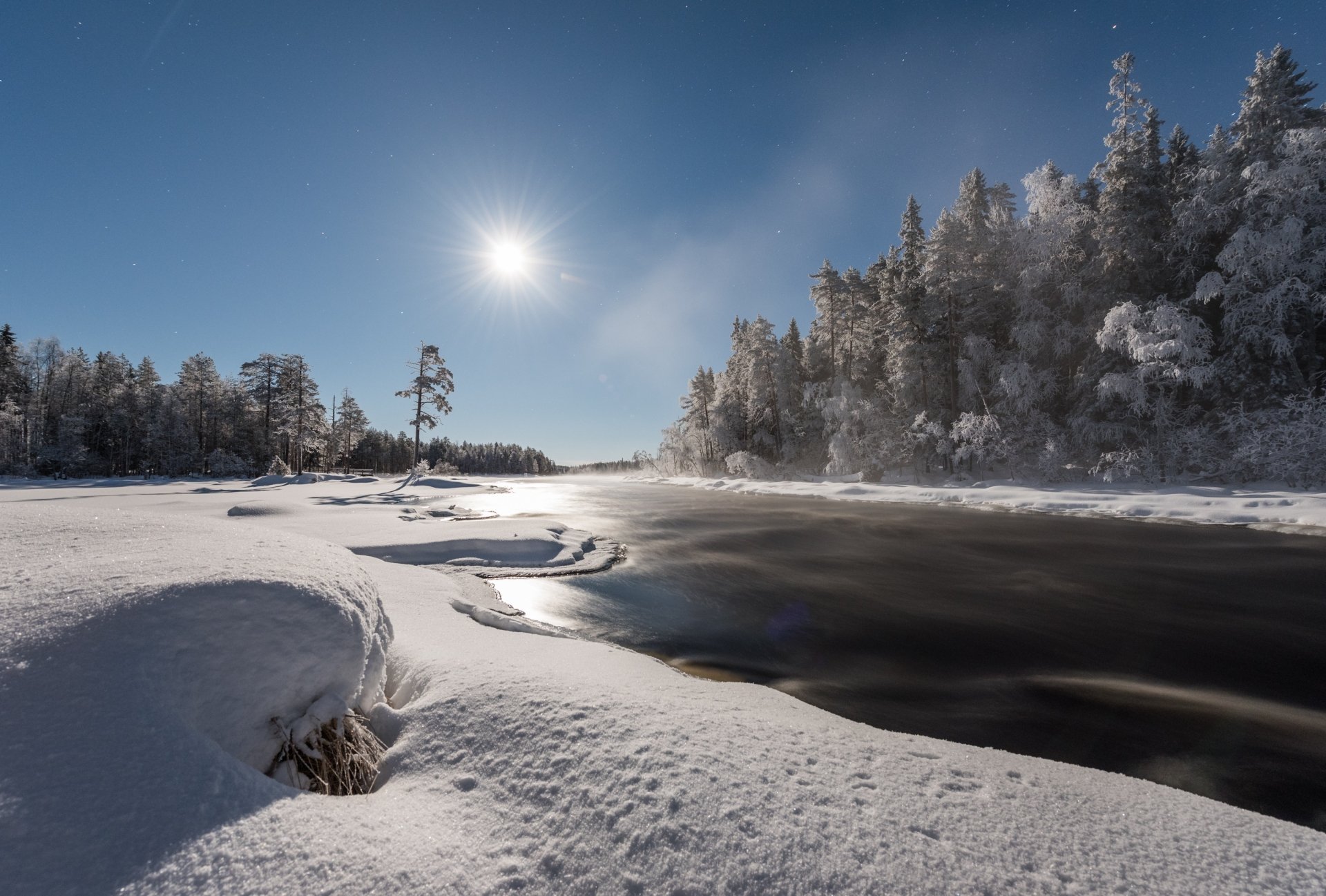 Download River Snow Nature Winter HD Wallpaper