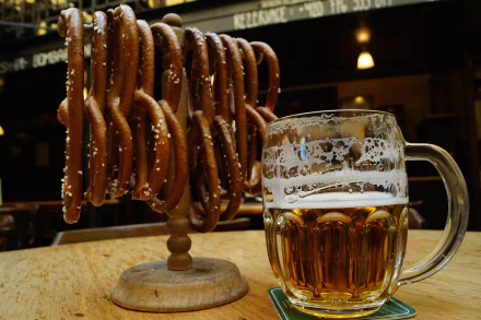 pretzel food beer HD Desktop Wallpaper | Background Image
